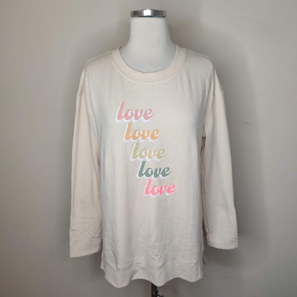 C&C California Sweatshirt Love Long Sleeve Fleece Lined‎ Pullover